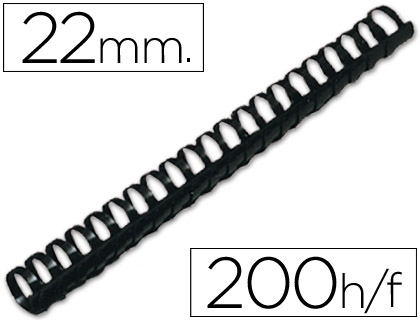 CJ50 canutillos Q-Connect plástico negro 22 mm.